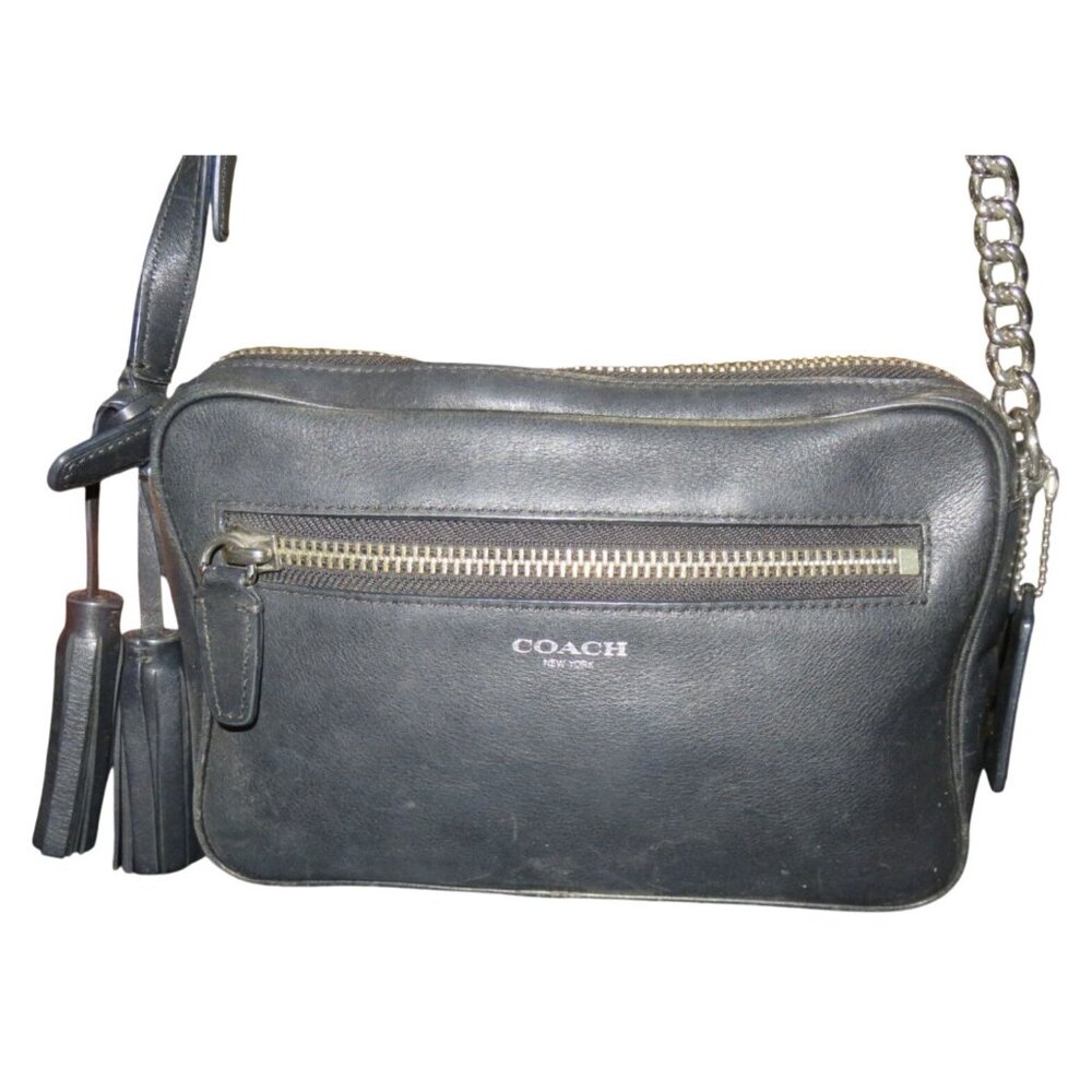 Coach 2013 Legacy Flight Black Leather Tassel Crossbody Shoulder Bag 25362